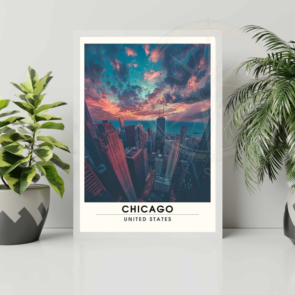 Impression Chicago | Affiche de Voyage Chicago | Chicago vue de ciel