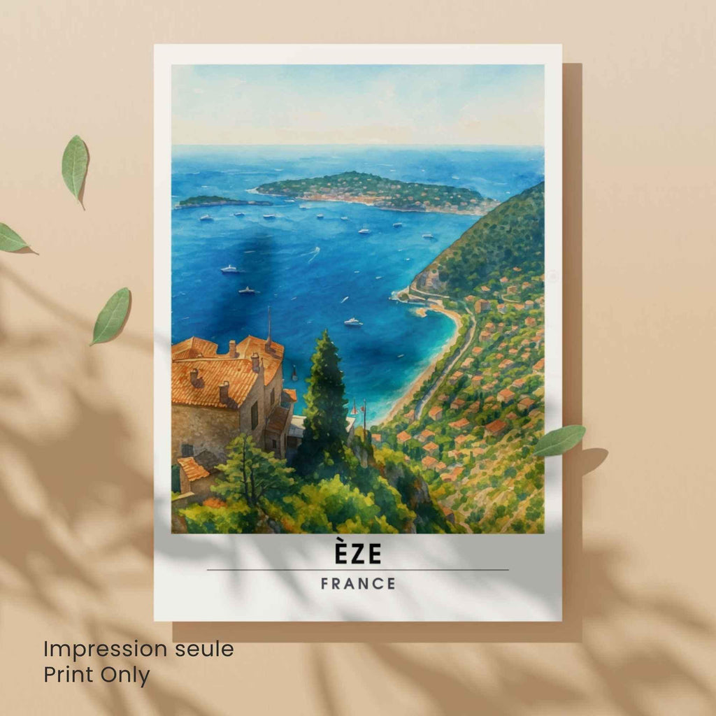 Affiche Èze France – Vue panoramique sur la Méditerranée