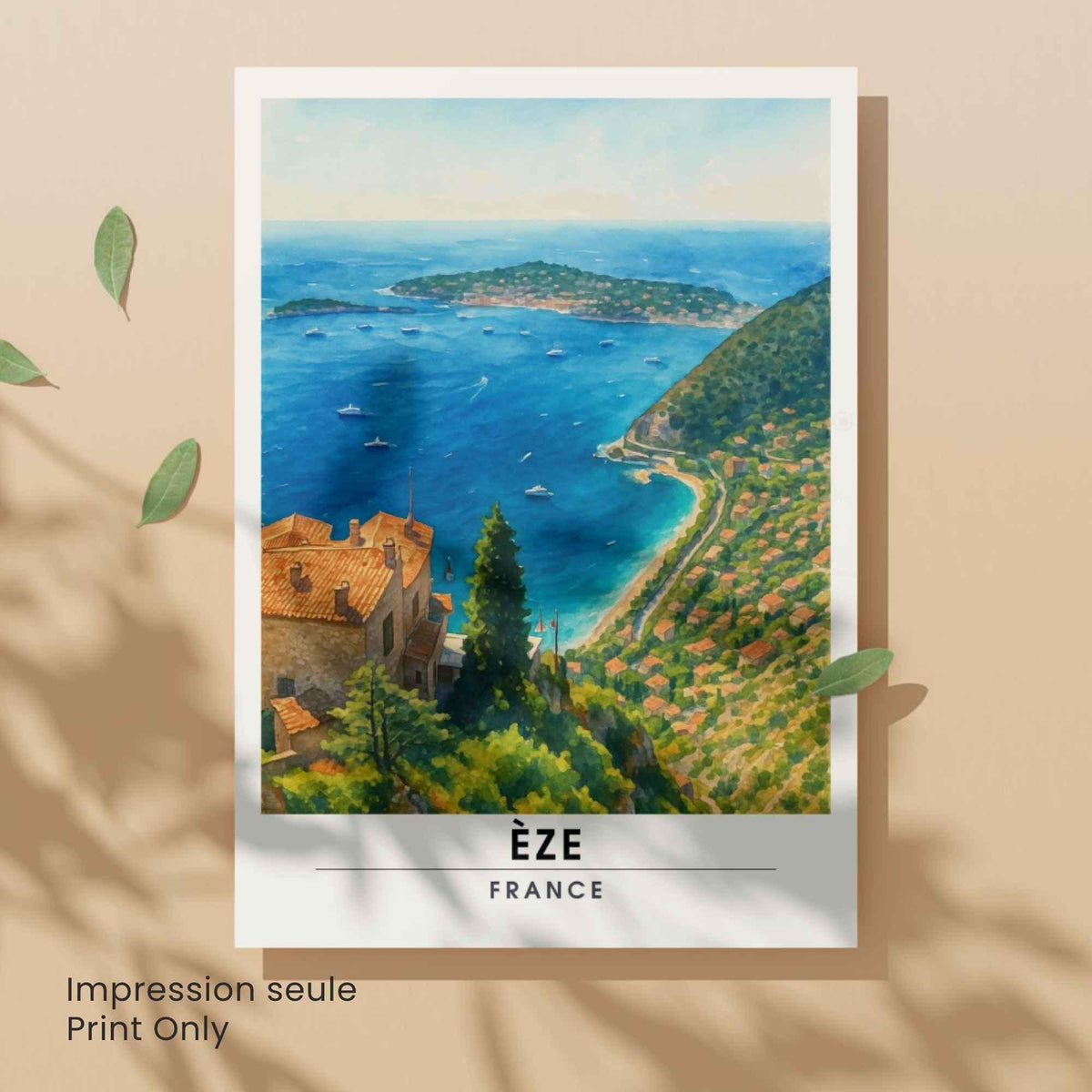 Affiche Èze France – Vue panoramique sur la Méditerranée